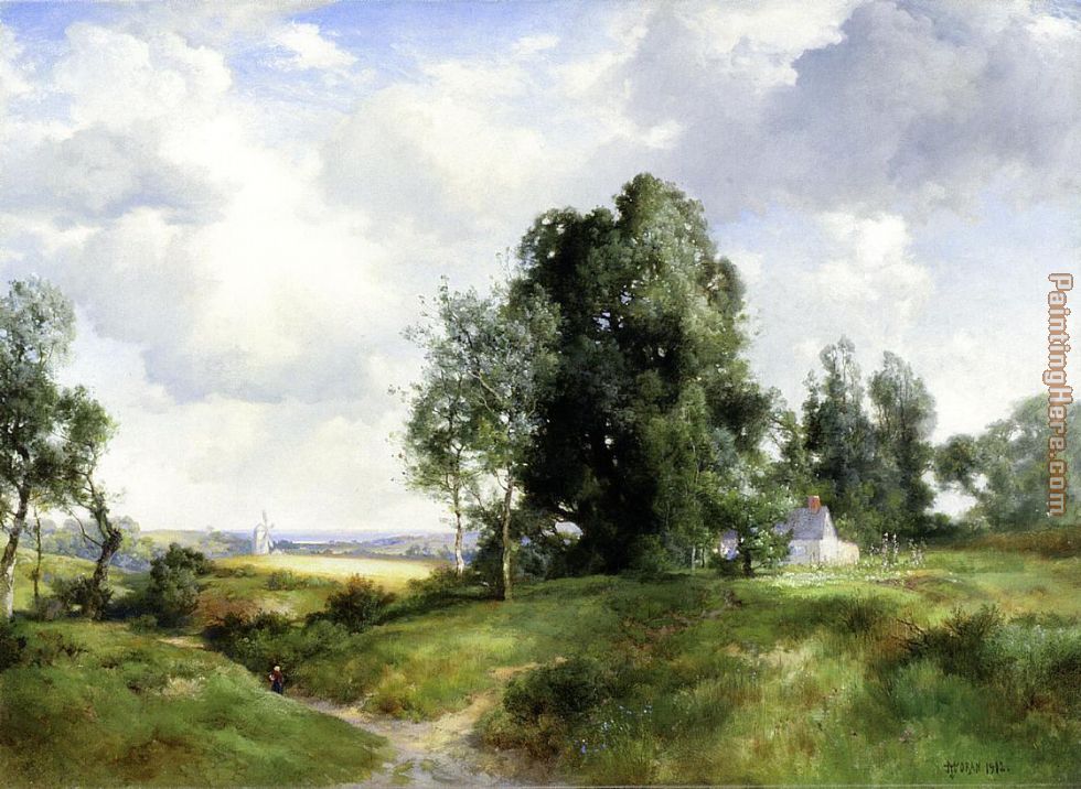 Old Windmill, East Hampton, Long Island, New York painting - Thomas Moran Old Windmill, East Hampton, Long Island, New York art painting